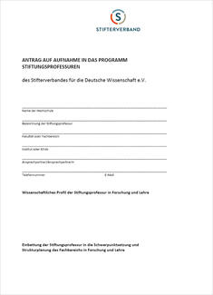 Antrag auf Aufnahme in das Programm "Stiftungsprofessuren"