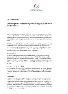 Code of Conduct für Stiftungsprofessuren